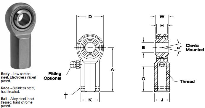 AURORASW-12關節(jié)軸承圖紙