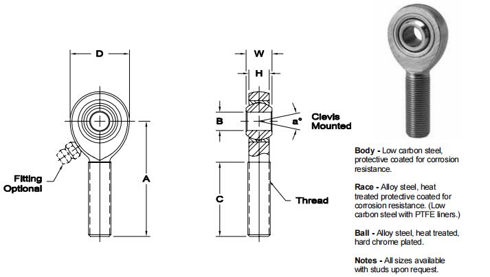 AURORAXM-3關節(jié)軸承圖紙